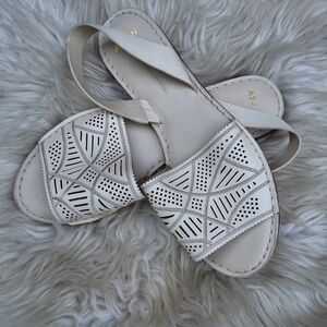 Aerin Kane comfort lasercut white sandals 9.5